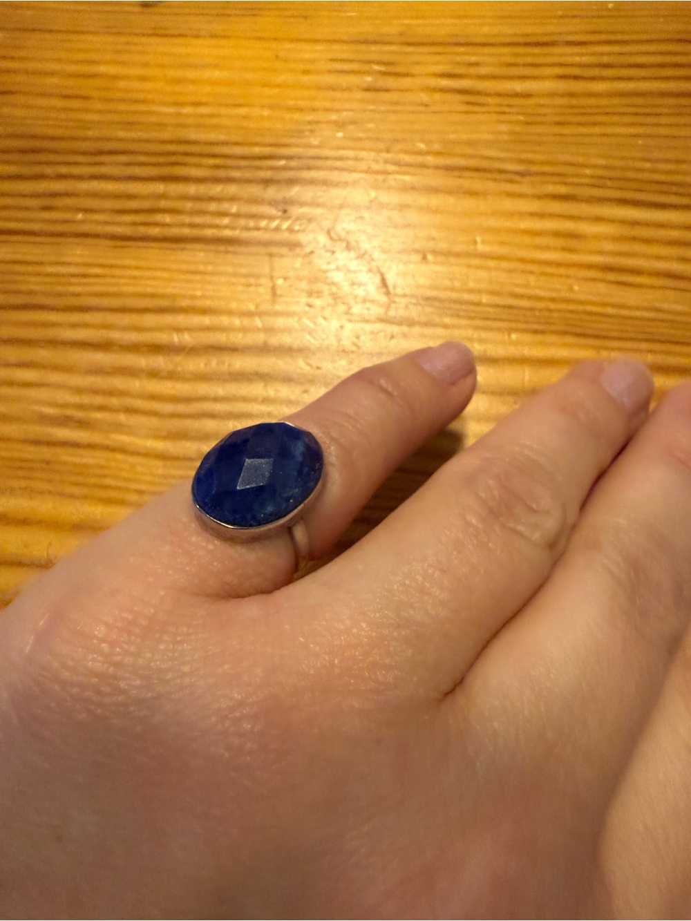 Faceted 925 Sterling silver Lapis Lazuli pinky ring